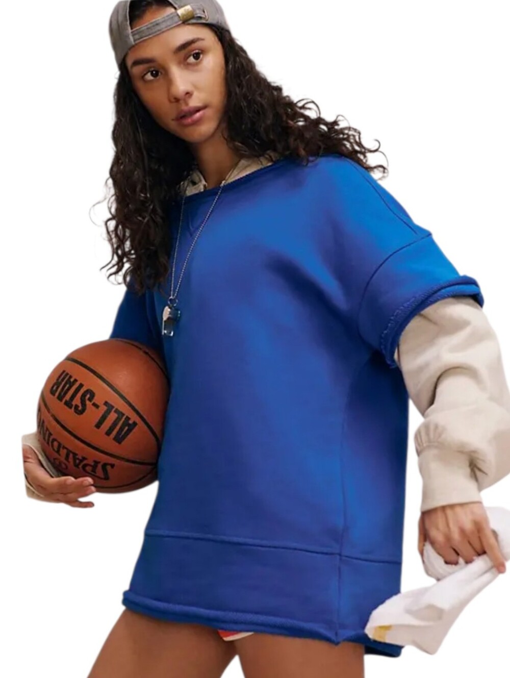 FP Movement by Free People Royal Blue Short-Sleeve Sweatshirt